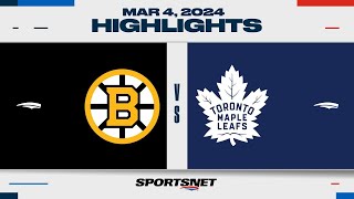 NHL Highlights | Bruins vs. Maple Leafs - March 4, 2024