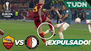 ¡TODO MAL! Santi Giménez EXPULSADO | Roma 4-1 Feyenoord | UEFA Europa League 22/23 4tos | TUDN