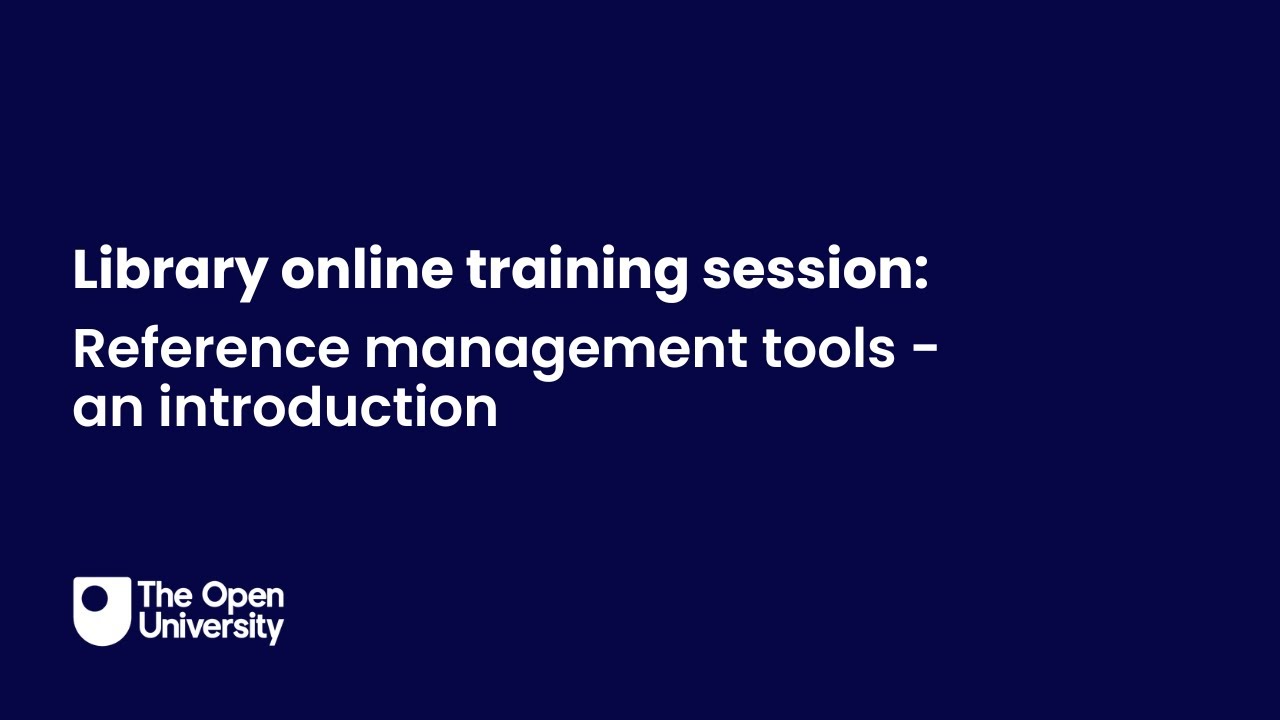 Reference Management Tools - An Introduction - YouTube