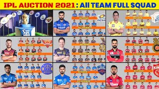 IPL 2021 All Team Squad || IPL Auction 2021- RCB, MI, CSK, KKR, DC, PBKS, RR, and SRH