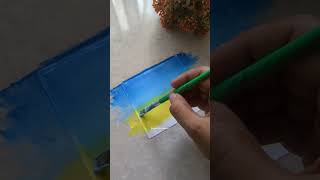 sunset scenery painting with acrylic colours 🥰_ easy scenery painting #art #scenary #shorts #viral