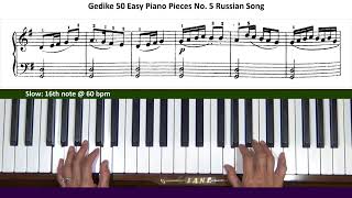 Gedike 50 Easy Piano Pieces 5. Russian Song Tutorial