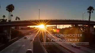 Dawn Freeway Overpass over Ventura 101 as sun rises hyper lapse