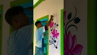 Lotus wall painting design ideas #art #wallpainting #shortvideo #painting #viralshorts