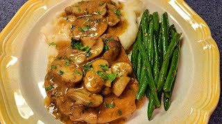 one pan pork chops in mushrooms gravy - dinner in 30 minutes