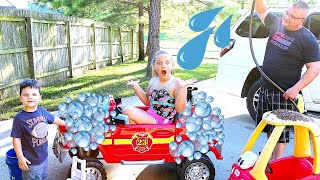 Caleb Pretend Play Car Wash with Ride On Toys For Kids!