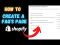 How To Create  a FAQ  Page On Shopify