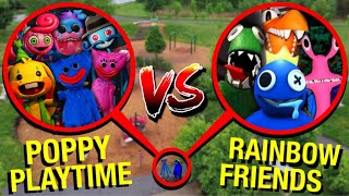 DRONE CATCHES RAINBOW FRIENDS vs POPPY PLAYTIME IN REAL LIFE AT HAUNTED PARK!! *HUGGY EATS BLUE*