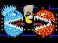 Lava Pacman vs Ice Monsters Battles in Giant Maze | Pacman Arcade Game Stop Motion