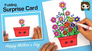 How to Draw a Mother's Day Flower Pot Folding Surprise Card 💐❤️