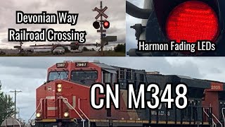 Devonian Way Railroad Crossing + CN 2987 East [CN M348] At Acheson, AB