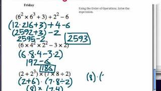 Find the errors: Math lesson worksheet on order of operations