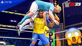 WWE 2K23 - Messi vs Cristiano vs Haaland vs Mbappe vs Vinicius vs De Bruyne - Elimination Chamber
