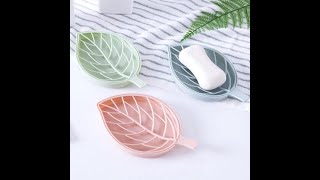 Beautiful Leaf Shape Double Layer Soap Dish Holder 1Pc