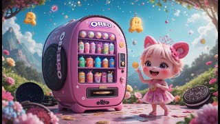 Pea Pea Explore Black Pink Oreo Vending Machine🍩Cartoon For Kids💖Pea Pea World\u0026Pea Pea's Magical