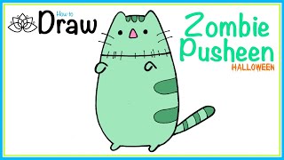 How to Draw a Cute Zombie Pusheen | Halloween