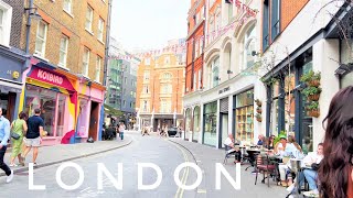 England 🏴󠁧󠁢󠁥󠁮󠁧󠁿 London City Summer Walk Tour | Marylebone & Mayfair, Walking Expensive London. 4K