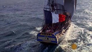 French warship replica sets sail for America