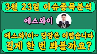 에스와이(109610) - 에스와!이~ 당장은 어렵습니다 길게 한 번 봐볼까요?