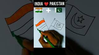 India ❤ Pakistan/🇮🇳❤🇵🇰/Indian flag + Pakistan flag//#creativeart/#satisfying/#viral/#shorts