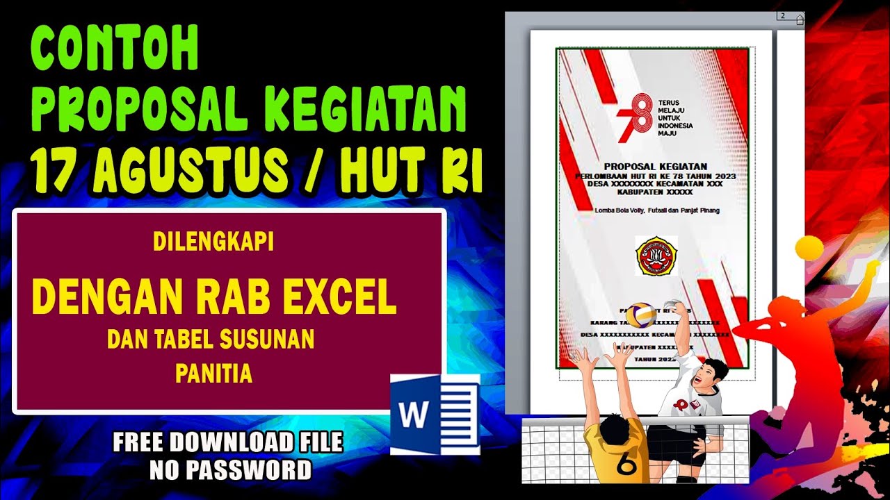 CONTOH PROPOSAL KEGIATAN 17 AGUSTUS 2023 || HUT RI 78 - YouTube