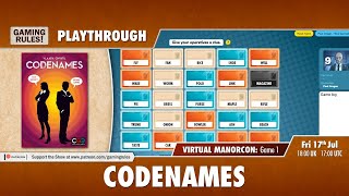 Codenames online playthrough - Virtual ManorCon Game 1