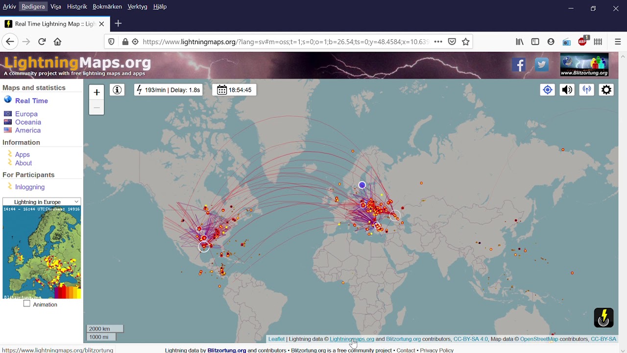 Real Time Lightning Map LightningMaps Org Mozilla Firefox 2020 06 21 18 ...