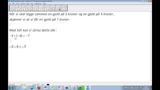 Å regne med negative tall