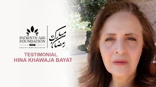 Hina Bayat talks about Patients' Aid Foundation