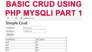 Beginner Basic Crud using Php Mysqli part 1