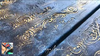 HOW TO DO A TEXTURED PAINTING WITH PLASTER EASY TUTORIAL CRAFT DIY  GOLD LEAF & ACRYLIC PAINT EASY