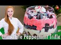 EASY Peppermint Chocolate Trifle Recipe! With Chocolate Cake & Peppermint Whipped Cream!