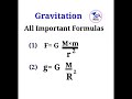 gravitation class 9 important formulas class 9 physics chapter 10 gravitation formulas shorts