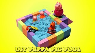 DIY How to make Peppa Pig Kinetic Sand Slime Pool Learn Colors Surprise Toys Nursery Rhymes for Kids