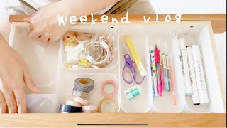 Simple everyday life: Weekend vlog - MUJI shopping trip, arranging desk drawers, sakura cream puff