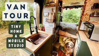 Mountain Lodge Van Conversion for a SOLO Artist & LARGE Dog! | Cozy Promaster 13