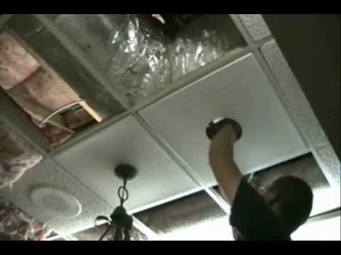 Cutting The Holes In Recessed Ceiling Panels Lights For