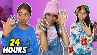Wearing Long Nails For 24 Hours Challenge | GEM Sisters