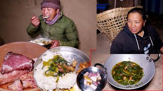 our PORK curry at the dinner in the village ||Bhumi and sarmila family in the village