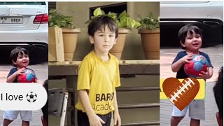 Taimur and jeh Ali khan playing football together and enjoying Sunday with staff