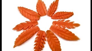 How to Make a Leaf with a Carrot / Vegetable Carving, Cutting Tricks, Garnish