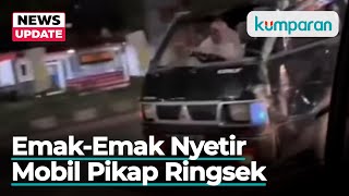 Viral Emak-Emak Pakai Mukena Nyetir Mobil Pikap Ringsek Tanpa Kaca Depan