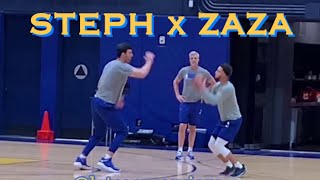📺 Stephen Curry (3of3)  x Zaza (let the jokes begin 😂) at Warriors practice, day b4 LA Clippers