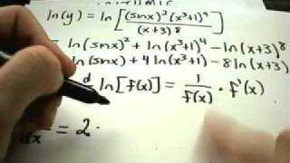 Logarithmic Differentiation -  Example 2