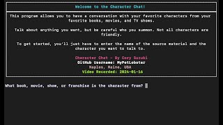 Character Chat - CS50 Python Final Project