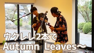 高1と中3ウクレレ2本でAutumn leaves弾いてみた♪