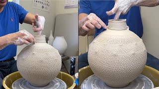 583. Throwing/Altering a Sodium Silicate Texture Vase with Hsin-Chuen Lin 林新春 岩花瓷拉坯變形示範