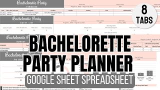 Bachelorette Party Planner Google Sheets Spreadsheet