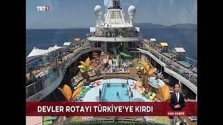 Türkiye limanlarını ziyaret eden en büyük gemi #OdysseyoftheSeas Kuşadası Limanında.