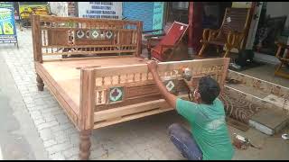 Karaikudi bed ant Teak Wood Alamari